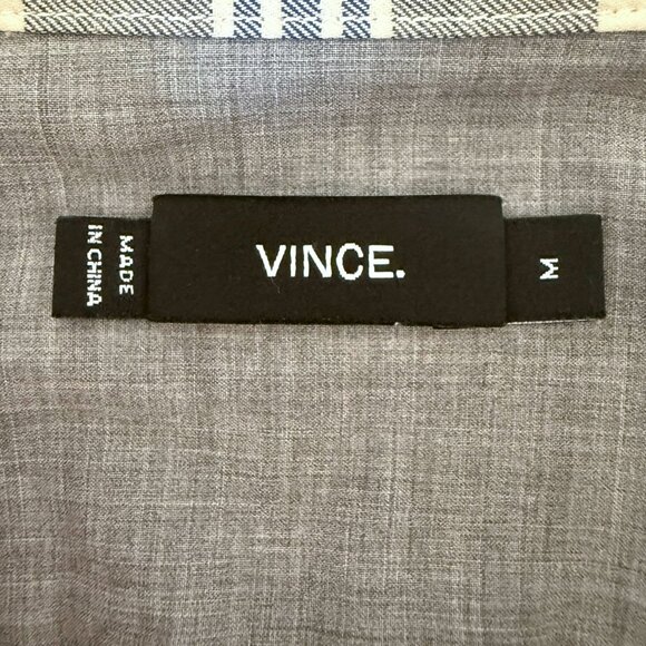 Vince Plaid Button-Up Long-Sleeve Flannel Shirt Blue & Gray Men's Size Medium - Picture 9 of 13